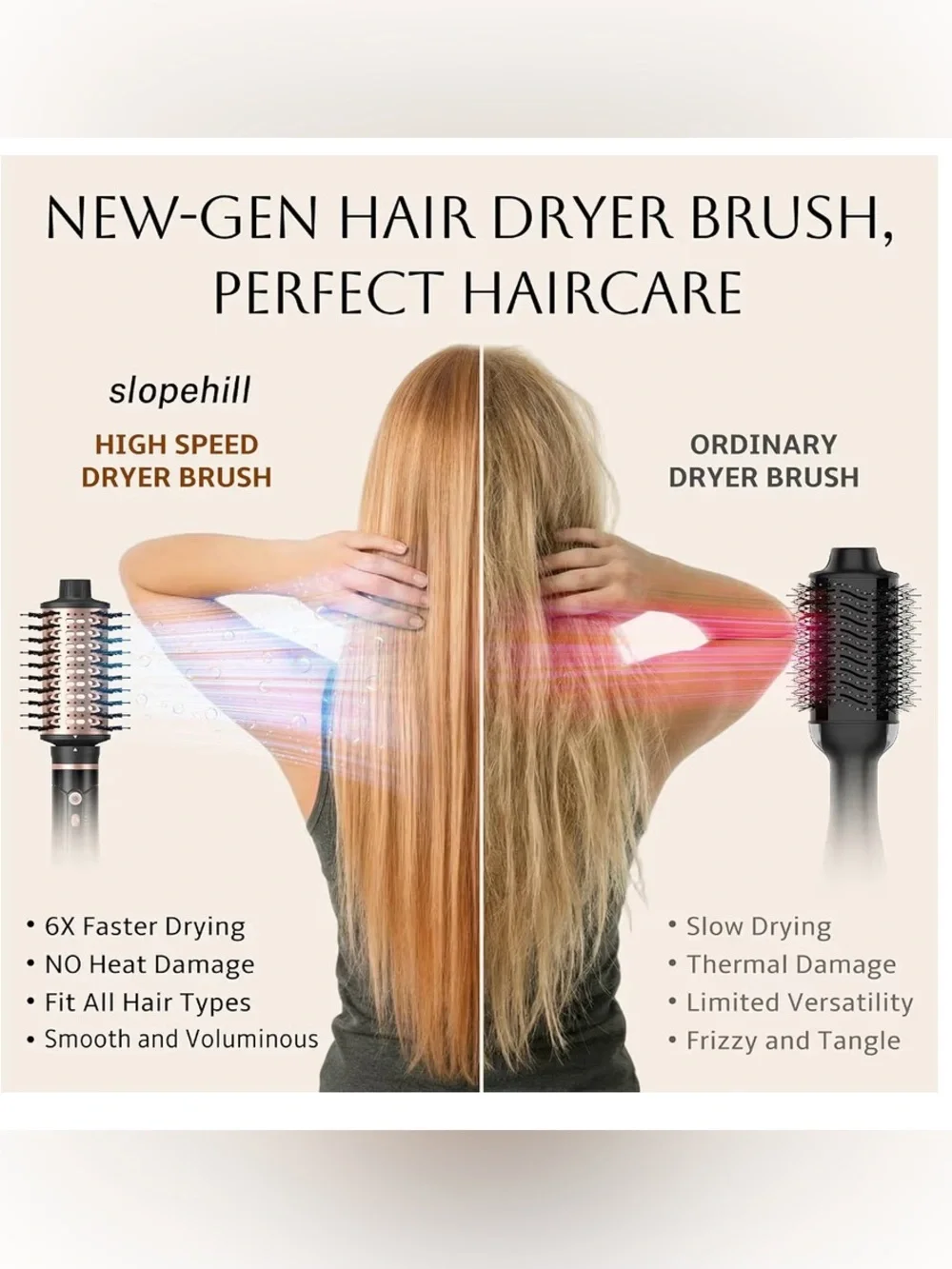 SLOPEHILL 4 in 1 High Speed Hot Air Style Brush Black/Gold New Open Box!